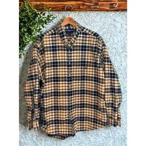 Polo Ralph Lauren Big Shirt Men XL Yellow Blue Plaid Button Down Blue Pony VNTG
